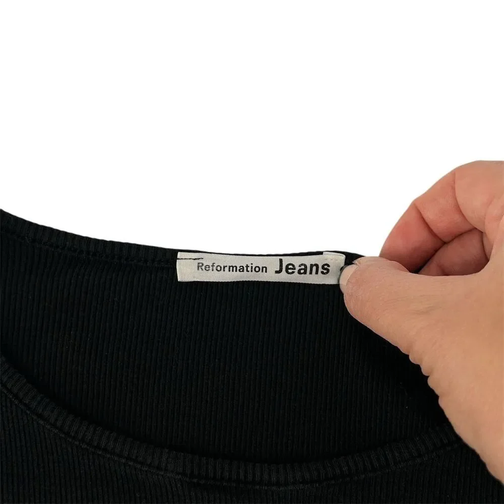 Reformation Women's XS Black Cropped Lowen Tee Short Sleeve Casual Top - Picture 9 of 11